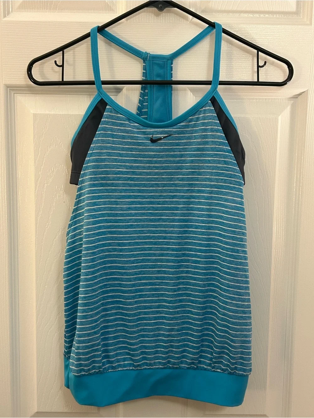 Nike Dri-FIT Striped Racerback Athletic Tank Top Blue Gray Size Small